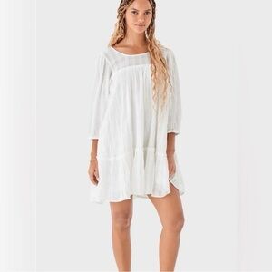 American Eagle Outfitters Shift Plaid Dress White Flowy Short Size Small OBO